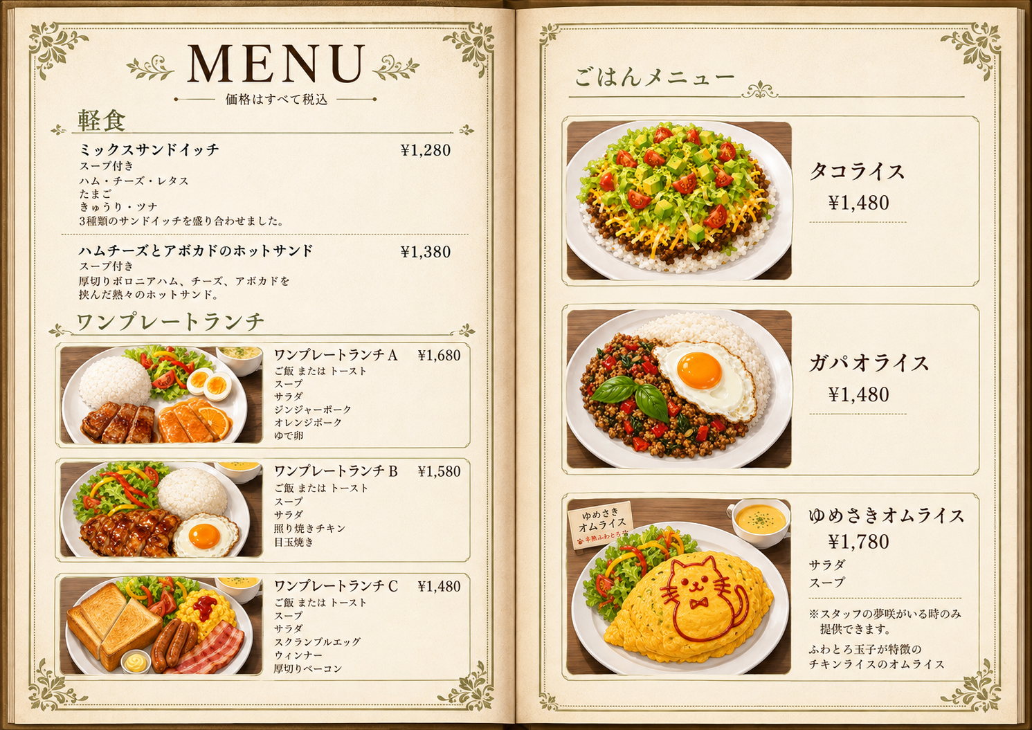 喫茶ガーデニア ランチメニュー